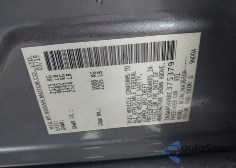 2019 Nissan Maxima 3.5 Sv из США, поврежденный, VIN 1N4AA6AV8KC375379